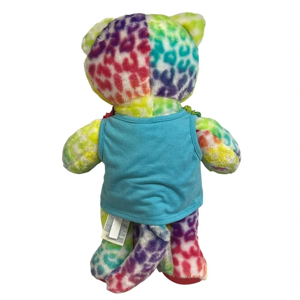 Build‎ a Bear Workshop Multicolor Tie Dye Leopard Plush Bear Blue Shirt Bandana